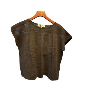 Chelsea & Theodore Black Textured Crochet Lace Yoke Top Womens Large RN 93178